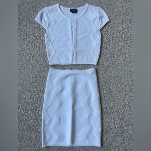 BEBE Y2K 2 PC Top & Skirt Matching Set Outfit Bright White Size XS